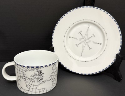 Sasaki World View Cup & Saucer Maps Geography Erica Friedman Cartography Tea