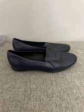 Ecco Women  s blue Leather Slip On Flats Size 37 6.5