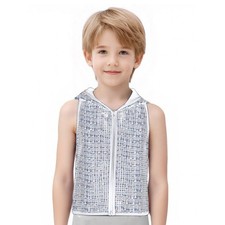 Kids Boys Waistcoat Sparkly Jacket Birthday Vest Metallic Plaid Festival Party