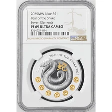 2025 Niue Year of the Snake 7 Elements 17.50 Gram Silver Coin NGC PF 69 UCAM