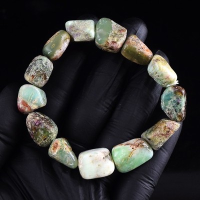 Atemberaubendes peruanisches Opal 204,00 kt funkelndes Perlen dehnbares Armband RK 23E811