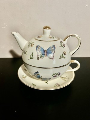 Burton+Burton Morning Meadow Porcelain Duo Teapot, Teacup and Saucer Set