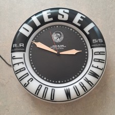 Orig.DIESEL Only the Brave Wanduhr Neon-Leuchtreklame Vintage Wall Clock 80s 90s
