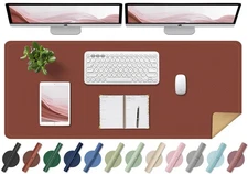 Large Office Desk Pad 47.2x23.6 inch Leather Computer Mat Protector Brown