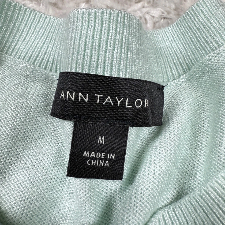 Suéter tejido Ann Taylor para mujer mediano verde pálido cuello redondo cápsula Normcore Foto 3 de 4