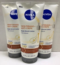 NIVEA Skin Firming + Anti-Crepe Body Lotion Serum Q10, 6.7oz, 3 Pack