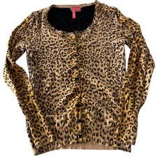 Charlotte Russe Leopard Print Sequin Back Cardigan Women's S