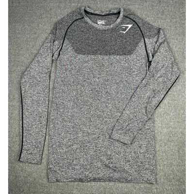 Gymshark Phantom Seamless Long Sleeve Shirt Mens Small Grey David Laid Training