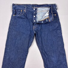 Levis 501 Jeans Mens 36x28 Blue Button Fly Denim Pants Dark Classic Tag36x30