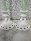 Set of 2 Vintage Westmoreland Doric Milk Glass Candlestick Holders 4.25"