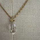 Vtg Midcentury Costume Tear Drop Crystal Pendant w/ Gold Tone Chain 16” — photo 4
