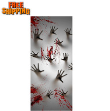 Halloween Door Cover 72x30" Zombie Hands Haunted House Wall Window Decoration