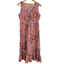 Madewell Lace Up Ruffle Hem Midi Dress in Bali Blooms Size 4
