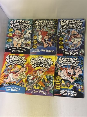 Captain Underpants Lot Of 6 Paperback Books Fictions Fantasy Kids Graphic Novel