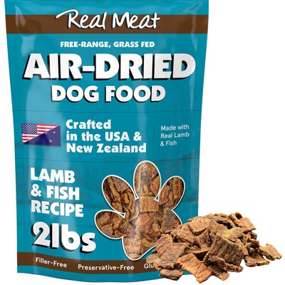 Real Meat Air Dried Dog Food w/ Real Lamb & Fish - 2lb Bag of Grain-Free Real Me