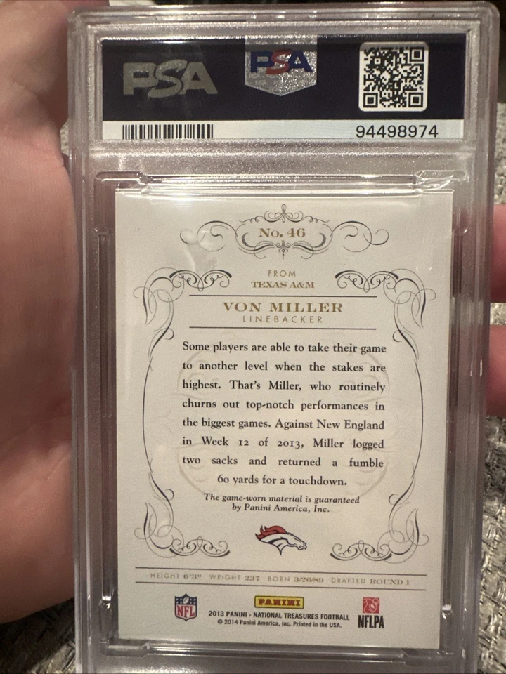 2013 Panini National Treasures Century Materials Silver von Miller 18/49 PSA 8.5 - Image 2 of 2
