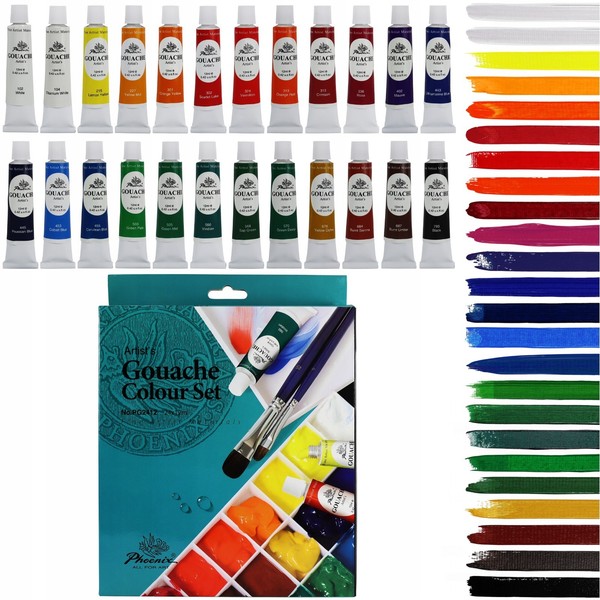 Gouache Farben 24Er Set – Deckfarben In Tuben 12Ml – KüNstler Malfarben Phoenix-image