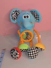 Spark Create Imagine Blue Elephant Plush Rattle Crinkle Mirror Baby Toy Lovey