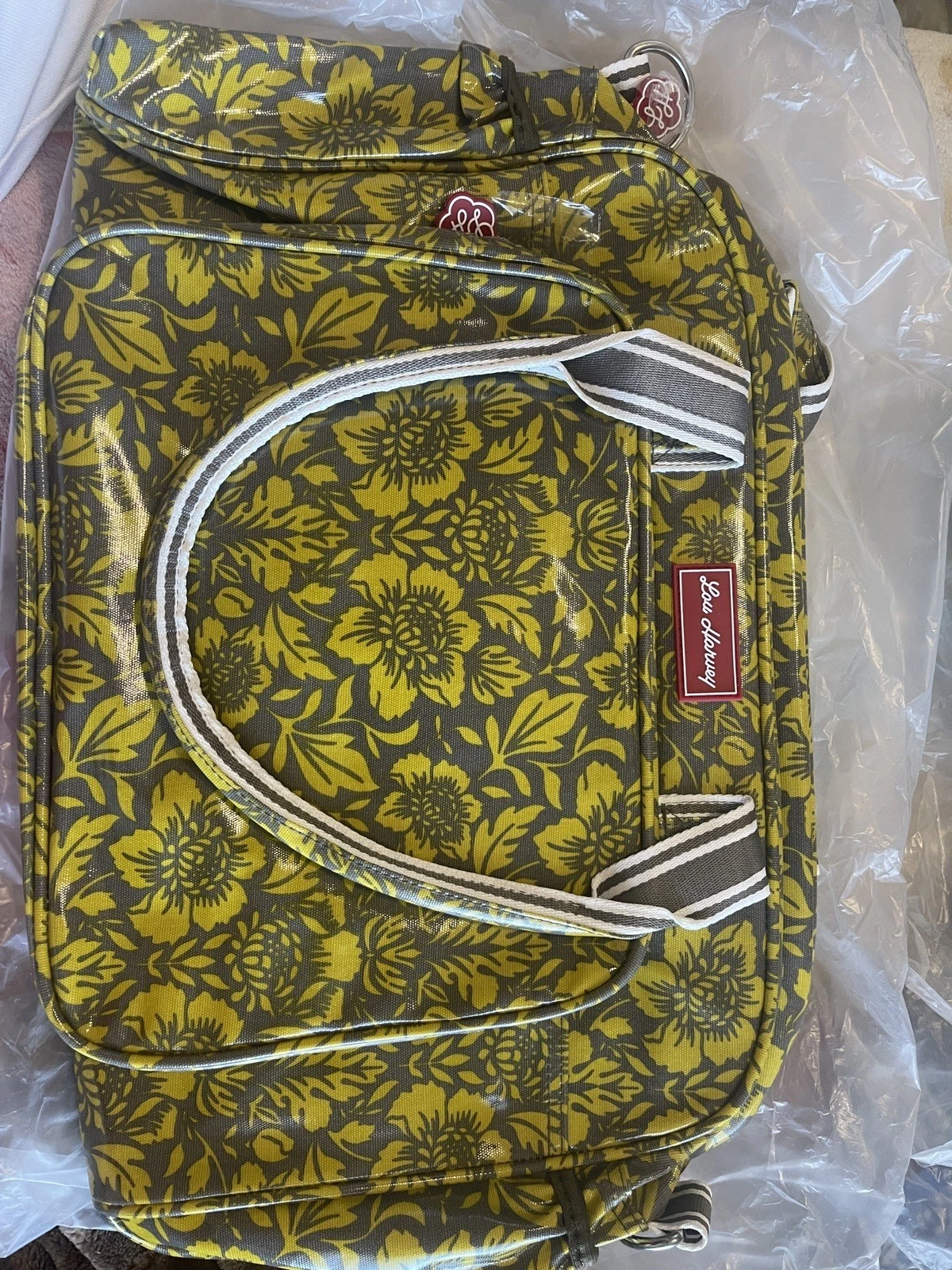 LOU HARVEY Diaper Changing Pad Pockets Coated Nappy Bag