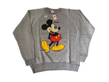 Vintage Mickey Mouse Sweatshirt Sz Large Grey Raglan Disney Big Logo NWT Sherry