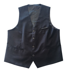 Men's Approx XL Black Formal Suit Vest 44 Chest Adjustable Back Waistcoat