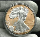 550. 2007 American Silver Eagle Rose Gold Gilded Double Sided 1oz 999 Fine Coin