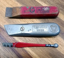 3x *Vintage* RED DEVIL Tools SCRAPER #0, UTILITY KNIFE UK55, GLASS CUTTER 1603