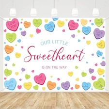7x5 ft Conversation Heart Baby Shower Backdrop Valentine's Day Sweetheart is