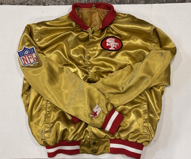 Rare vntg Starter 80/90’s San Francisco 49ers Men's Gold Bomber Jacket Size 5XL