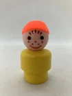 Vintage Fisher Price Little People Yellow Happy Boy Figure Red Hat Plastic Toy