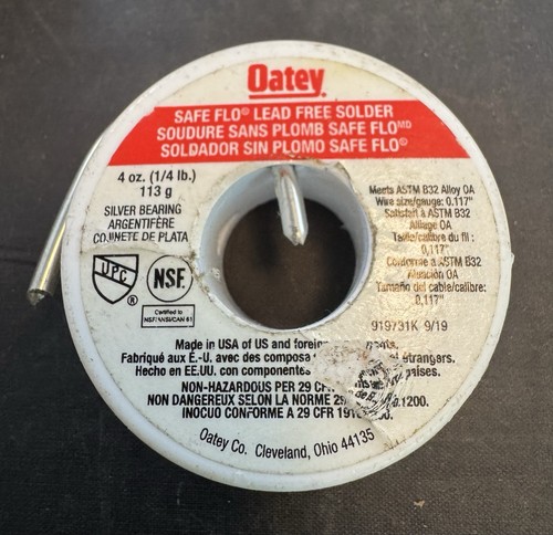 Oatey Safe Flo Silver Lead Free Plumbing Solder, 4 Oz.