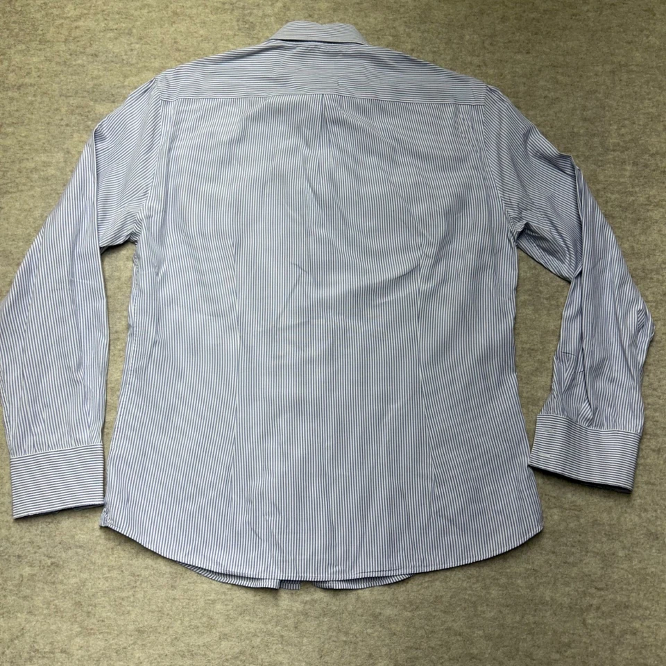 Brunello Cucinelli Men's XXL Slim Fit Blue Striped Dress Shirt - Image 4 of 4