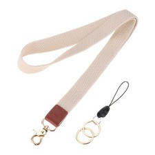 Stretchy Neck Lanyard, Elastic Badge Lanyard with Clasp 1 Set, Beige