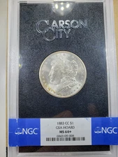 1883-CC $1 GSA Morgan Silver Dollar NGC MS64+ Plus Grade 