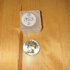 Beautiful BU1953 D 40 coins Washington Quarters Roll Hard to find, nice