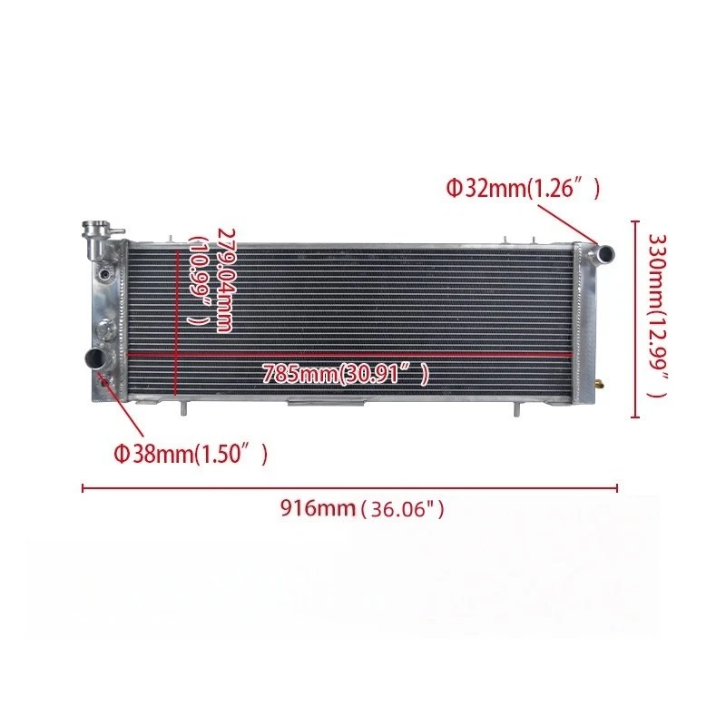 Radiador de aluminio de 3 filas para Jeep Cherokee XJ Comanche 1991-2001 2,5 L L L4 4,0 L L 6 Foto 2 de 4