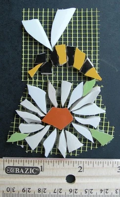 Yellow Jacket - Wasp On Daisy DIY Floral Mosaic Craft Tile Broken Cut China - Image 1 of 4