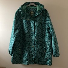 Joules Brookside Waterproof Packable Jacket Jade Bee Leopard Print Size 18