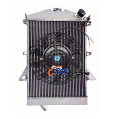 Aluminum Radiator+Fan for 1955 1956 1957 Jaguar XK140 L6 3.4L Manual MT