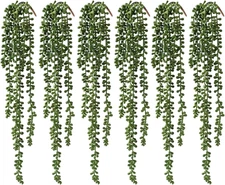6 Pcs Artificial Succulents Hanging Plants, Fake String of Pearls Greenery Plant