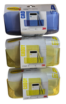 Lot of 3 Command 3M 4 LBS Caddy - 2 Yellow + 1 Blue