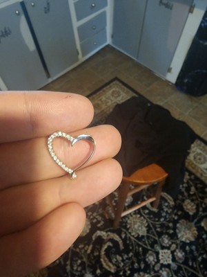Silver Heart With Diamonds Makers Mark On Back 925