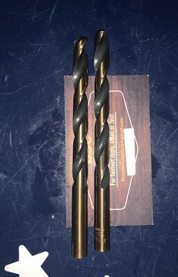 2 X Drills -  23/64'' HSS 135° Split Point Black and Gold Finish Jobber Drill X 2