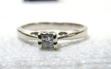 10K White Gold .19 Princess Diamond Engagement Ring Sz 5.75 Hearts Promise 2.1g