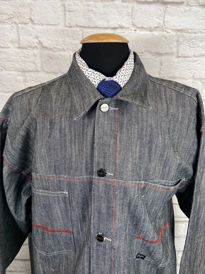 SEAN JOHN Mens Blue-Gray DENIM COTTON Button-Front Business-Dress Shirt SIZE XXL - Image 2 of 4