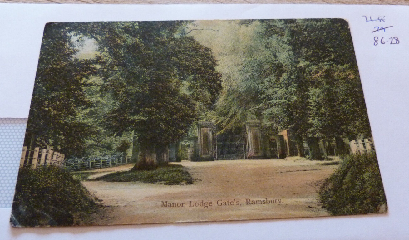 Postcard Manor Lodge Gates, Ramsbury, Wiltshire; Tomkins & Barrett