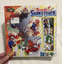 Epoch Games Super Mario Blow Up! Shaky Tower Balancing Game, Tabletop Skill New