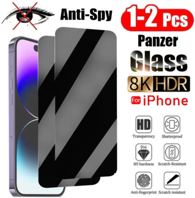  Anti-Spy Blickschutz Schutzglas Panzerfolie für iPhone 13 14 15 16 Pro Max 
