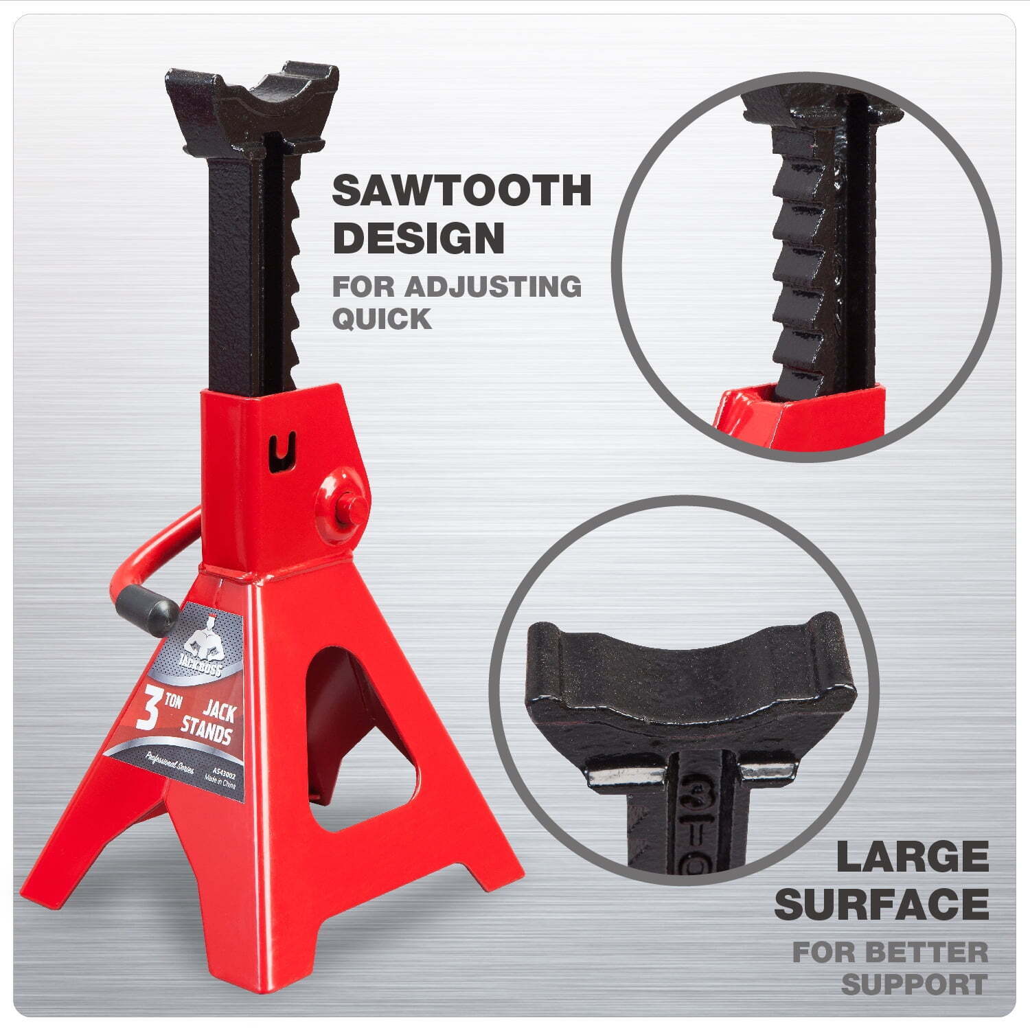 JACK BOSS Jack Stands 3 Ton Alloy Steel Car Jack Stand Adjustable