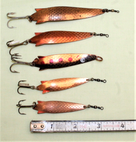 5 COPPER ABU SWEDEN  TOBY fishing lures fine USE condition  (10 12 & 18 GR  (64) - Afbeelding 1 van 6